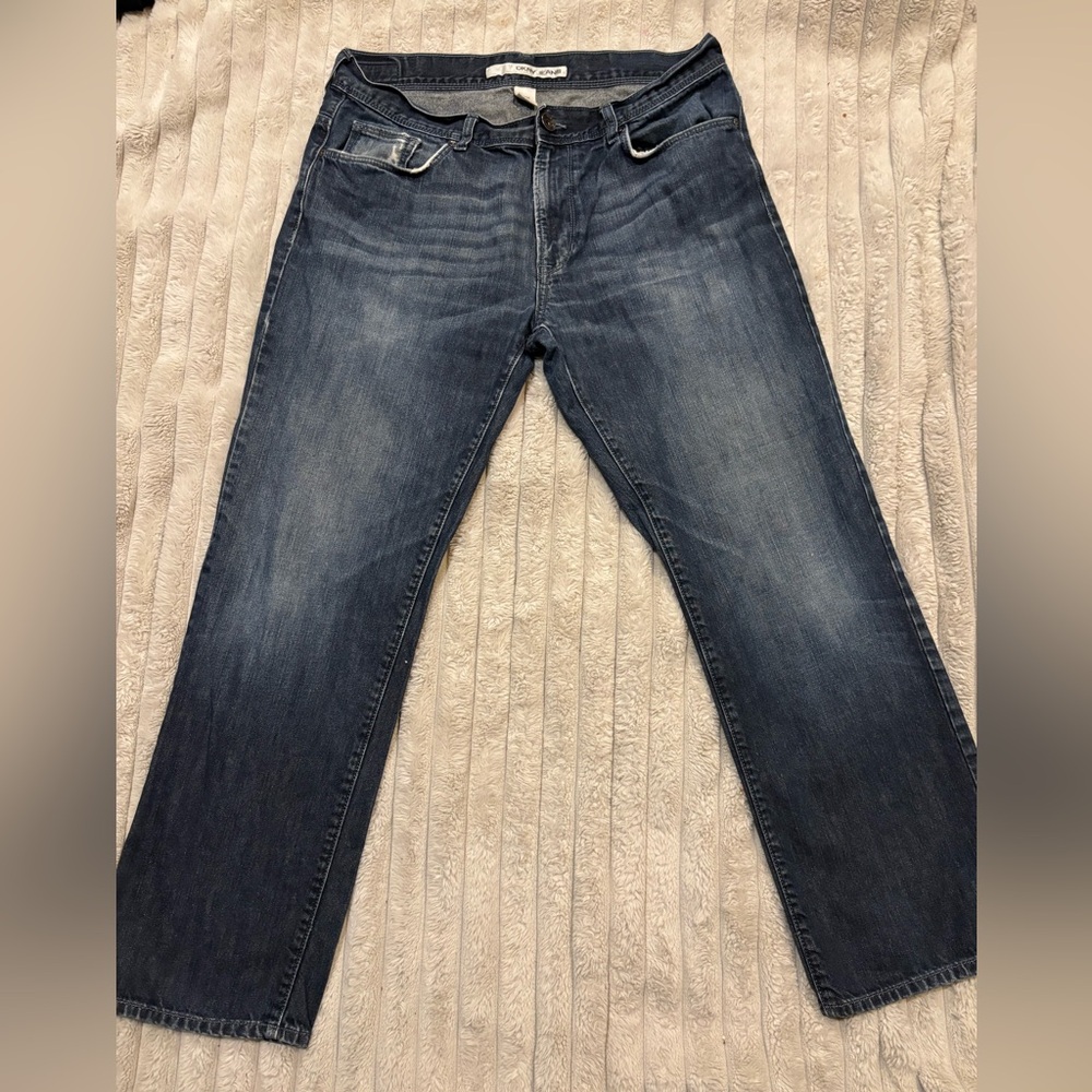 Classic Men’s Dark Blue Straight-Leg Jeans 36x30